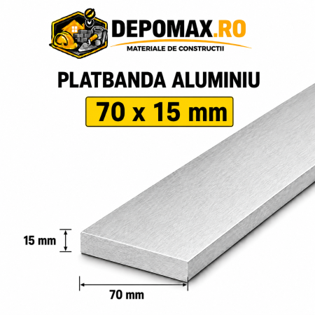 Platbanda aluminiu 70 x 15 mm, 6 metri (EN-AW 6060)